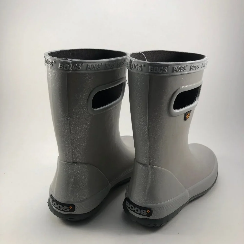 Bogs silver sparkly girls rain boots 12